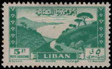 Lebanon 1947 5p green Jounieh Bay lightly mounted mint.