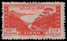 Lebanon 1947 15p vermillion Jounieh Bay lightly mounted mint.