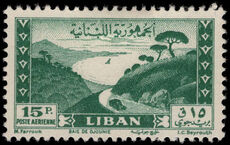 Lebanon 1949 15p green Jounieh Bay lightly mounted mint.