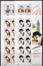 Gibraltar 2002 Europa. Circus. Famous Clowns sheetlets of 10 unmounted mint.