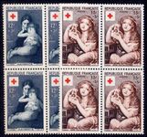 France 1954 Red Cross fine blocks of 4 unmounted mint.