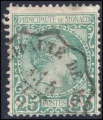 Monaco 1885 25c blue-green fine used.