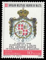 Sovereign Military Order of Malta 1988 Election of Father Andrew Bertie as Grand Master unmounted mint.