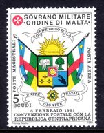 Sovereign Military Order of Malta 1991 Postal Convention with Central African Republic unmounted mint.