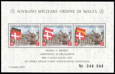 Sovereign Military Order of Malta 1975 Assistance to the Pilgrims souvenir sheet unmounted mint.
