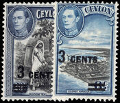 Ceylon 1940-41 Provisionals unmounted mint.
