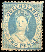 Queensland 1868-74 2d pale blue unused no gum.