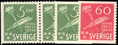 Sweden 1945 Tercentenary of Swedish Press booklet and coil set unmounted mint.