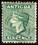 Antigua 1876 6d blue-green wmk crown CC perf 12½d fine used.