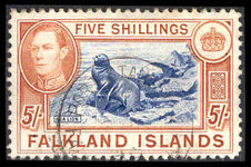 Falkland Islands 1938-50 5s blue and chestnut fine used.