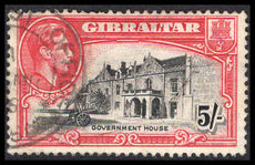 Gibraltar 1938-51 5s black and carmine perf 13 fine used.