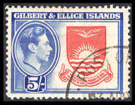 Gilbert & Ellice Islands 1939-55 5s deep rose-red and royal blue fine used.