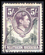 Northern Rhodesia 1938-52 5s grey and dull violet fine used.