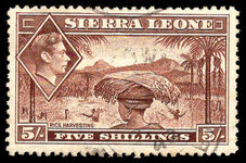 Sierra Leone 1938-44 5s red-brown fine used.