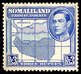 Somaliland 1938 3r bright blue fine used.
