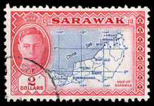 Sarawak 1950 $2 blue and carmine fine used.