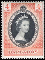 Barbados 1953 Coronation lightly mounted mint.
