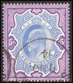 India 1902 5r ultramarine and deep lilac fine used.