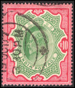 India 1902 10r green and carmine fine used.