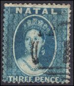 Natal 1861 3d blue no watermark intermediate perf fine used.