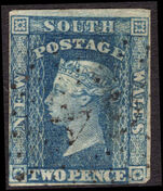 New South Wales 1856-60 2d deep turquoise-blue fine used.