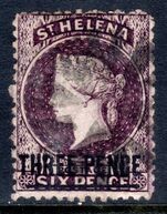 St Helena 1864-80 3d deep dull purple wmk CC perf 12½ type B surcharge fine used.