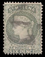 St Helena 1864-80 6d Milky blue wmk CC perf 14x12½ fine used.