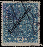 Austria 1918-19 2kr perf 11½ shallow thin fine used.