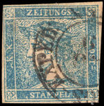 Austria 1851-56 (0.6kr) Newspaper type II fine used.