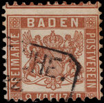 Baden 1862-65 9kr yellow-brown fine used.