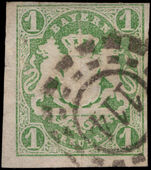 Bavaria 1867-69 1k green no wmk fine used.