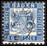 Baden 1862-65 6k prussian blue (pulled perf) fine used.