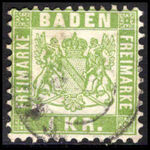 Baden 1868 1k pale green fine used.