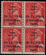 France 1944 30c Liberation Delle block of 4 unmounted mint.