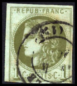 France 1870-71 1c olive-green on greenish fine used.