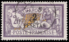French Morocco 1902-10 2p on 2f Merson fine used.