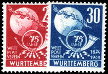 Wurttemberg 1949 UPU lightly mounted mint.
