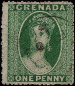 Grenada 1863-71 1d green wmk small star fine used.