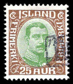 Iceland 1920 25a yellow-green and brown with Tollur cancellation fine used.