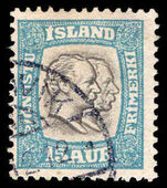 Iceland 1907 15a turquoise-blue and sepia official fine used.