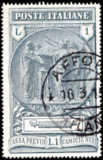 Italy 1923 Fascist Black Shirt Fund 1l fine used.