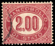 Italy 1875 2l claret official fine used.