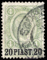 PO's in Turkish Empire 1890-96 20pi on 4k green fine used.