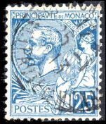 Monaco 1901-21 25c blue fine used.