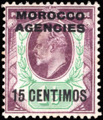 Spanish Currency 1907-12 15c on 1½d slate-purple and bluish green lightly mounted mint.