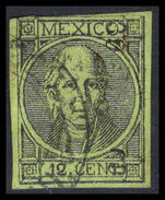 Mexico 1868 12c Hidalgo imperf very thick paper fine used.