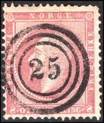 Norway 1856-60 8sk dull lake fine used.
