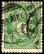 Norway 1871-75 1s dark yellow-green fine used.