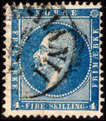 Norway 1856-60 4sk greenish-blue fine used.
