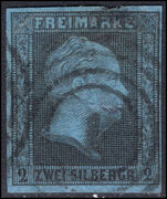 Prussia 1850-56 2sgr black on blue fine used.
